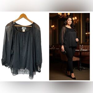 Elegant Black Sheer Women's Top